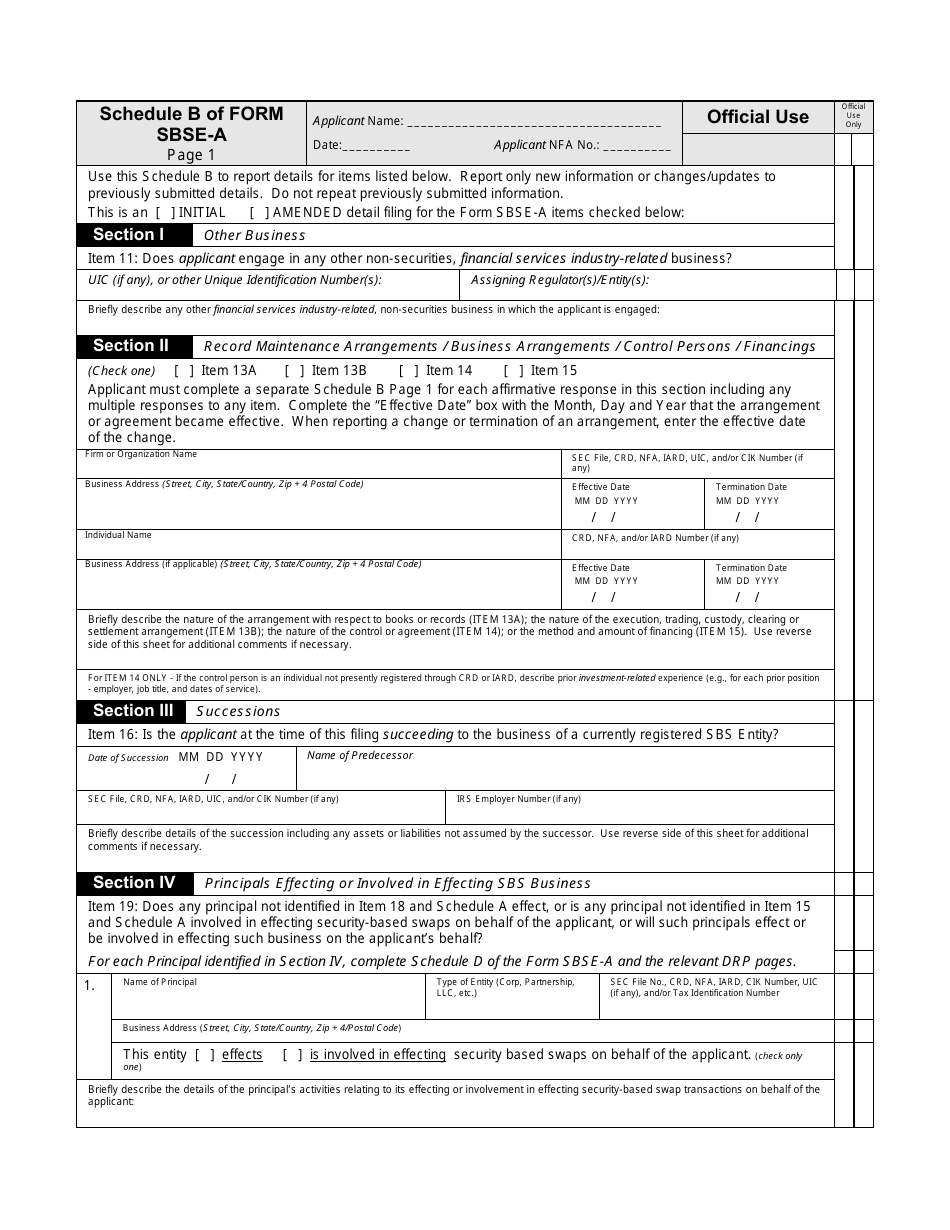 SEC Form 2925 (SBSE-A) Application for Registration of Security-Based Swap Dealers and Major Security-Based Swap Participants That Are Registered or Registering With the Commodity Futures Trading Commission as a Swap Dealer or Major Swap Participant, Page 8