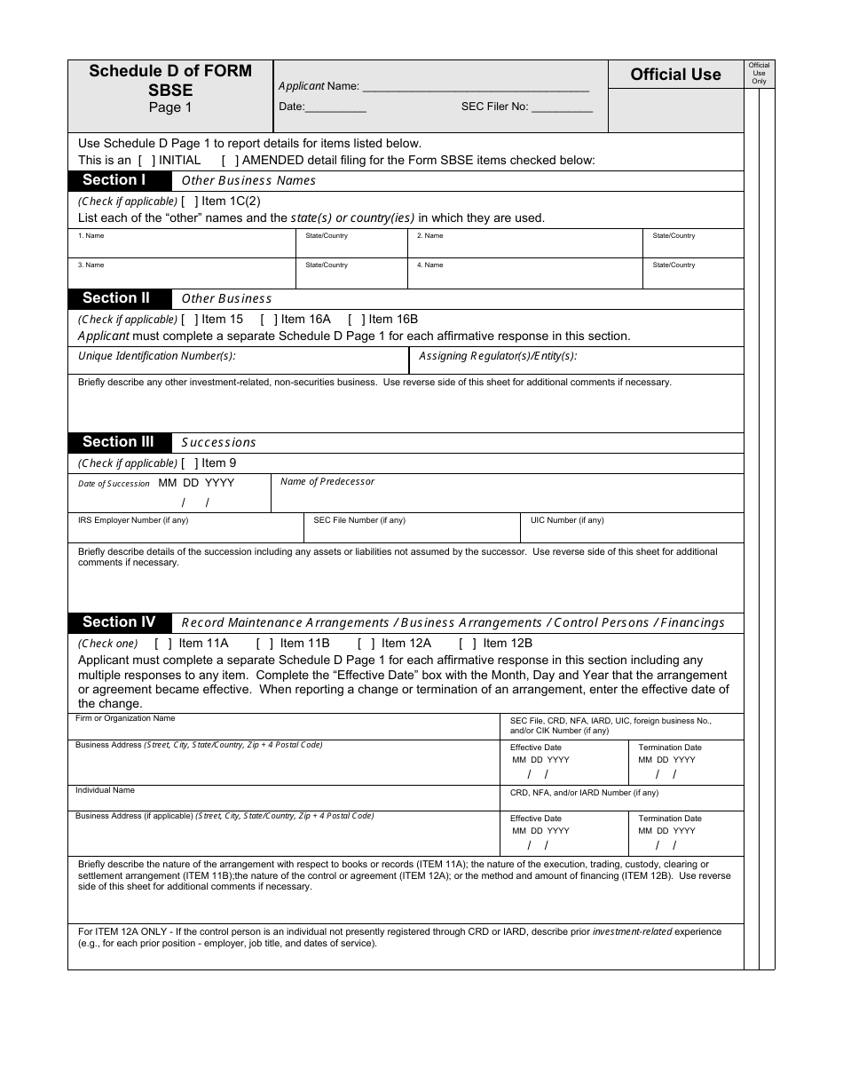 SEC Form 2924 (SBSE) Uniform Application for Security-Based Swap Dealer and Major Security-Based Swap Participant Registration, Page 13