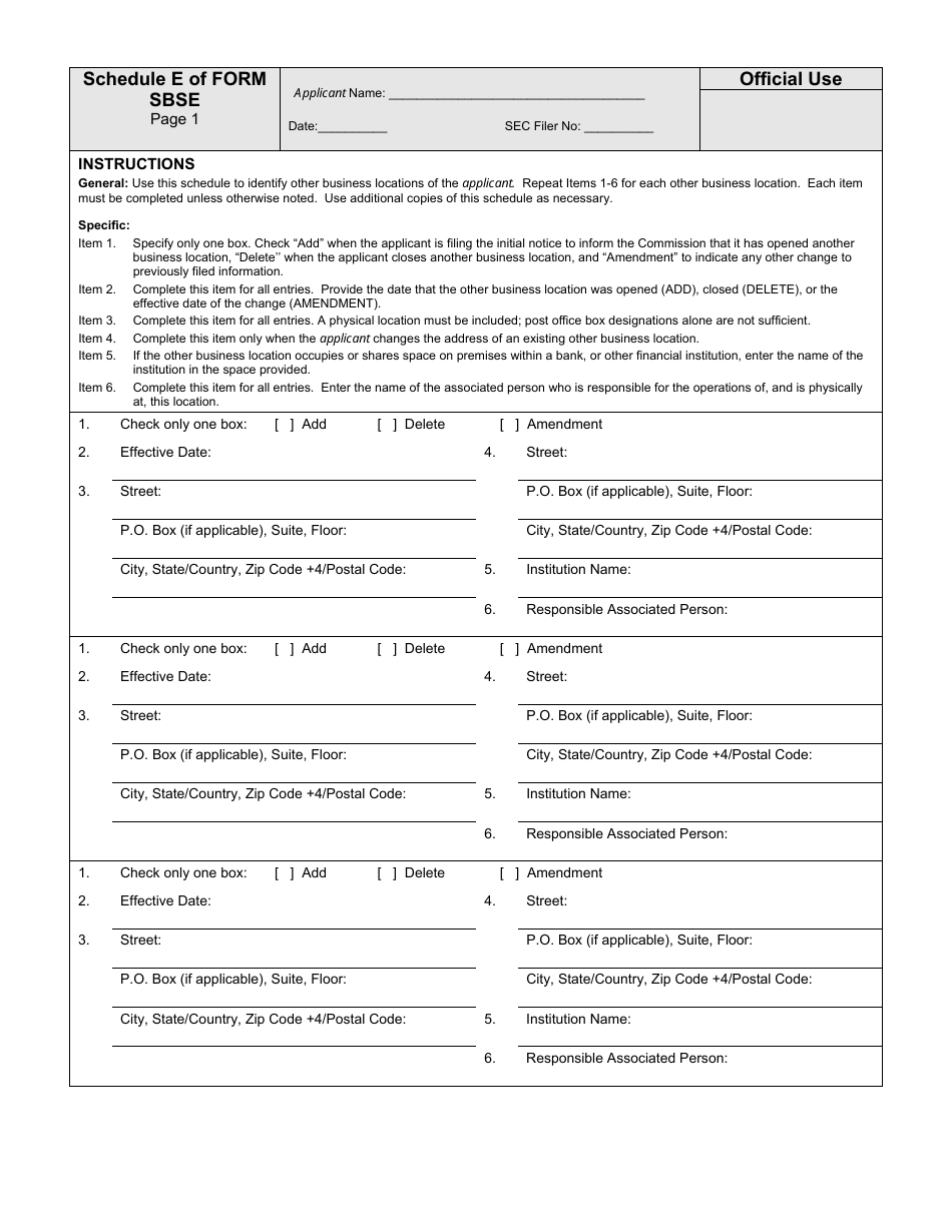 SEC Form 2924 (SBSE) Uniform Application for Security-Based Swap Dealer and Major Security-Based Swap Participant Registration, Page 16