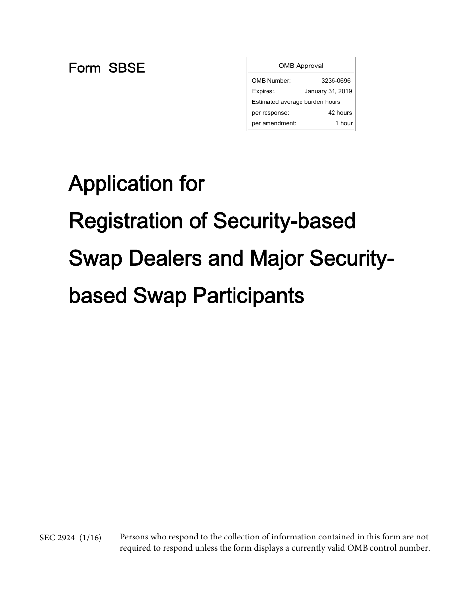 SEC Form 2924 (SBSE) Uniform Application for Security-Based Swap Dealer and Major Security-Based Swap Participant Registration, Page 1
