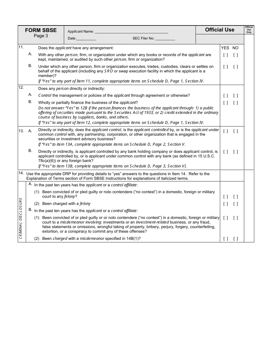 SEC Form 2924 (SBSE) Uniform Application for Security-Based Swap Dealer and Major Security-Based Swap Participant Registration, Page 7