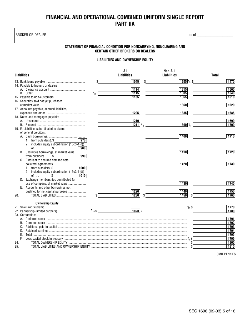SEC Form 1696 (X-17A-5) Part IIA Focus Report, Page 4