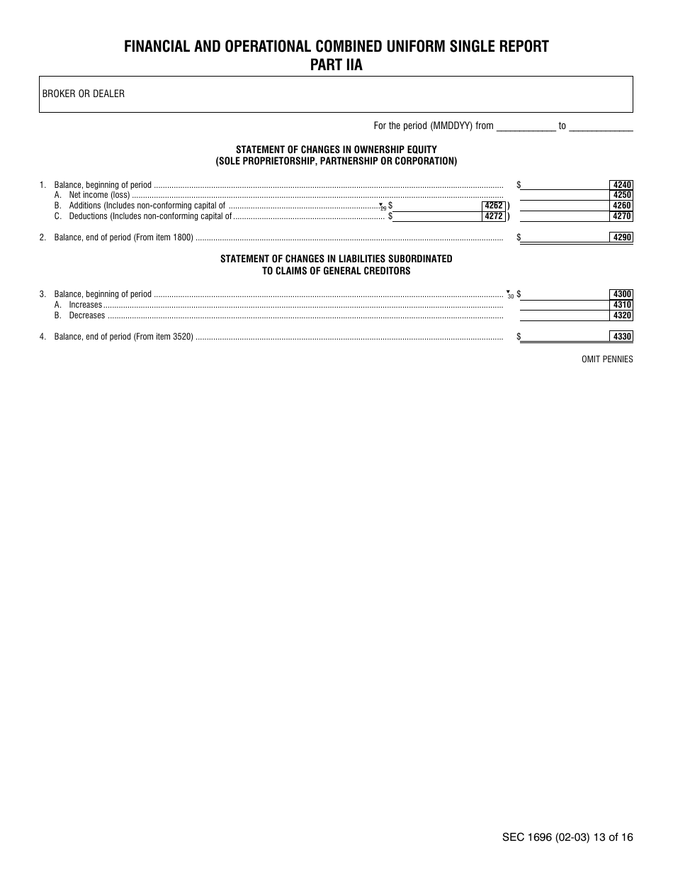 SEC Form 1696 (X-17A-5) Part IIA Focus Report, Page 8