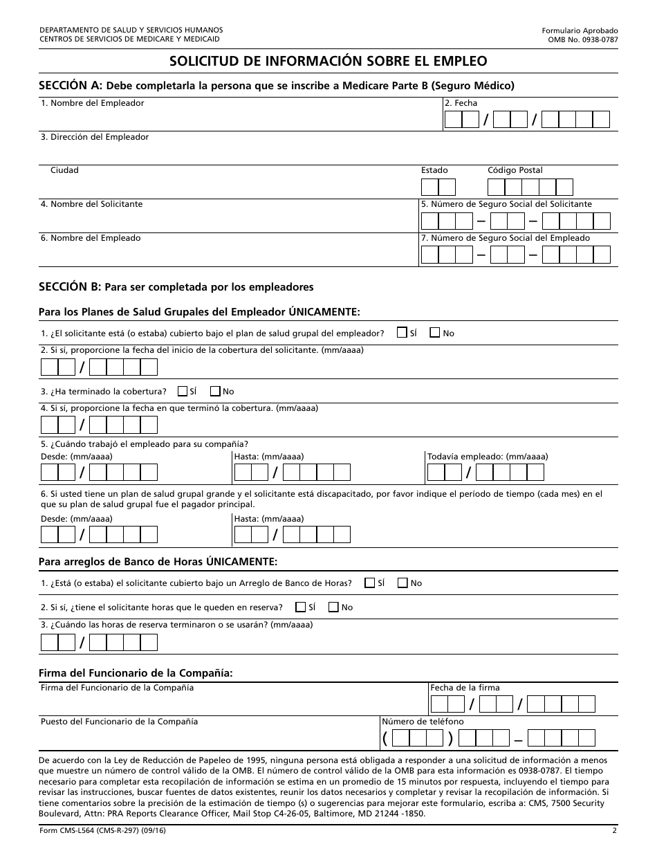 Formulario CMS-L564 - Fill Out, Sign Online And Download Fillable PDF ...