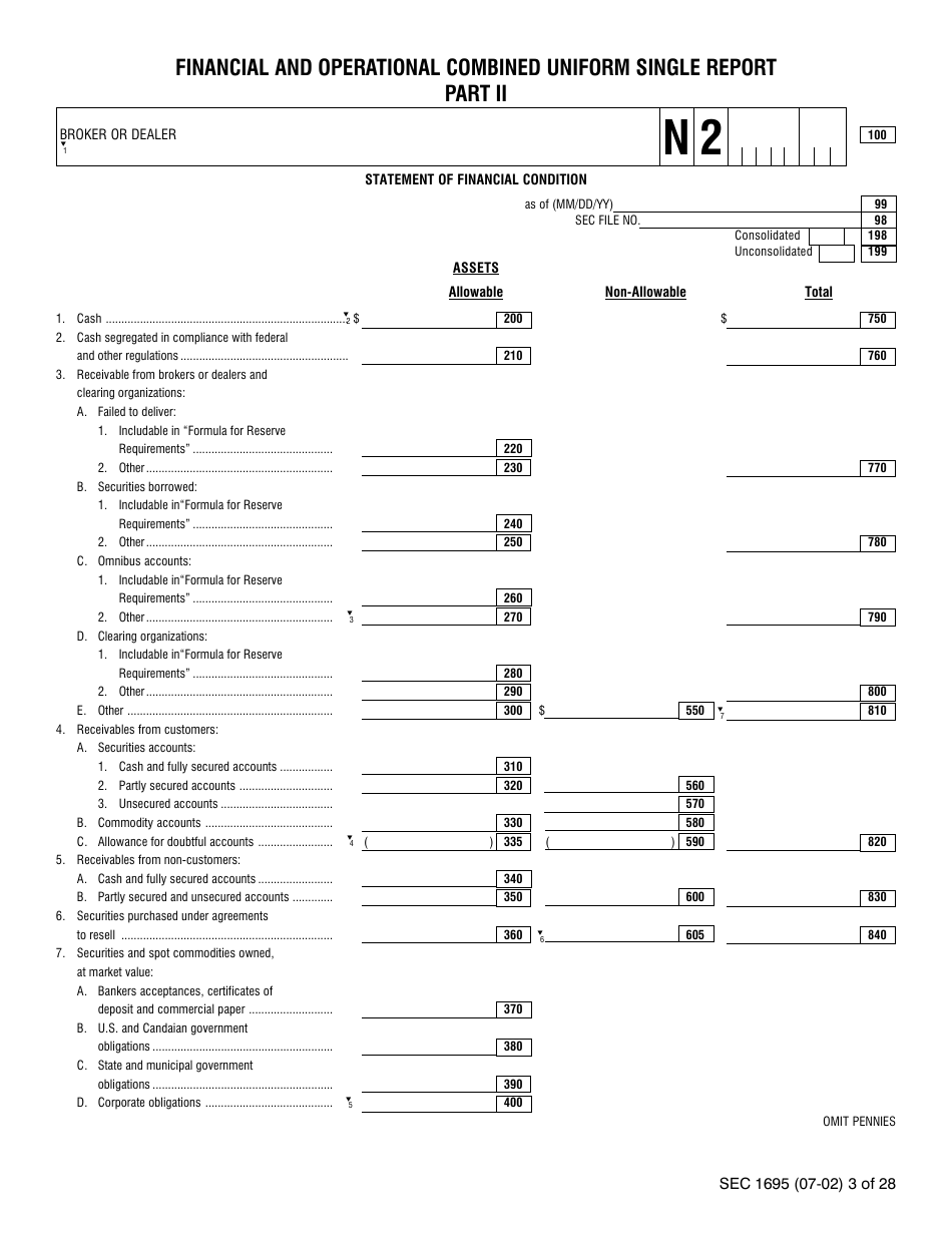 SEC Form 1695 (X-17A-5) Part II Focus Report, Page 3