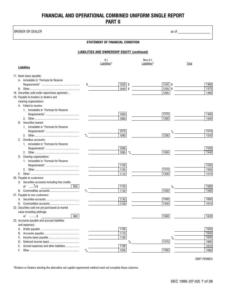 SEC Form 1695 (X-17A-5) Part II Focus Report, Page 5