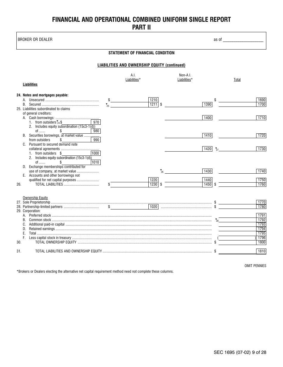 SEC Form 1695 (X-17A-5) Part II Focus Report, Page 6