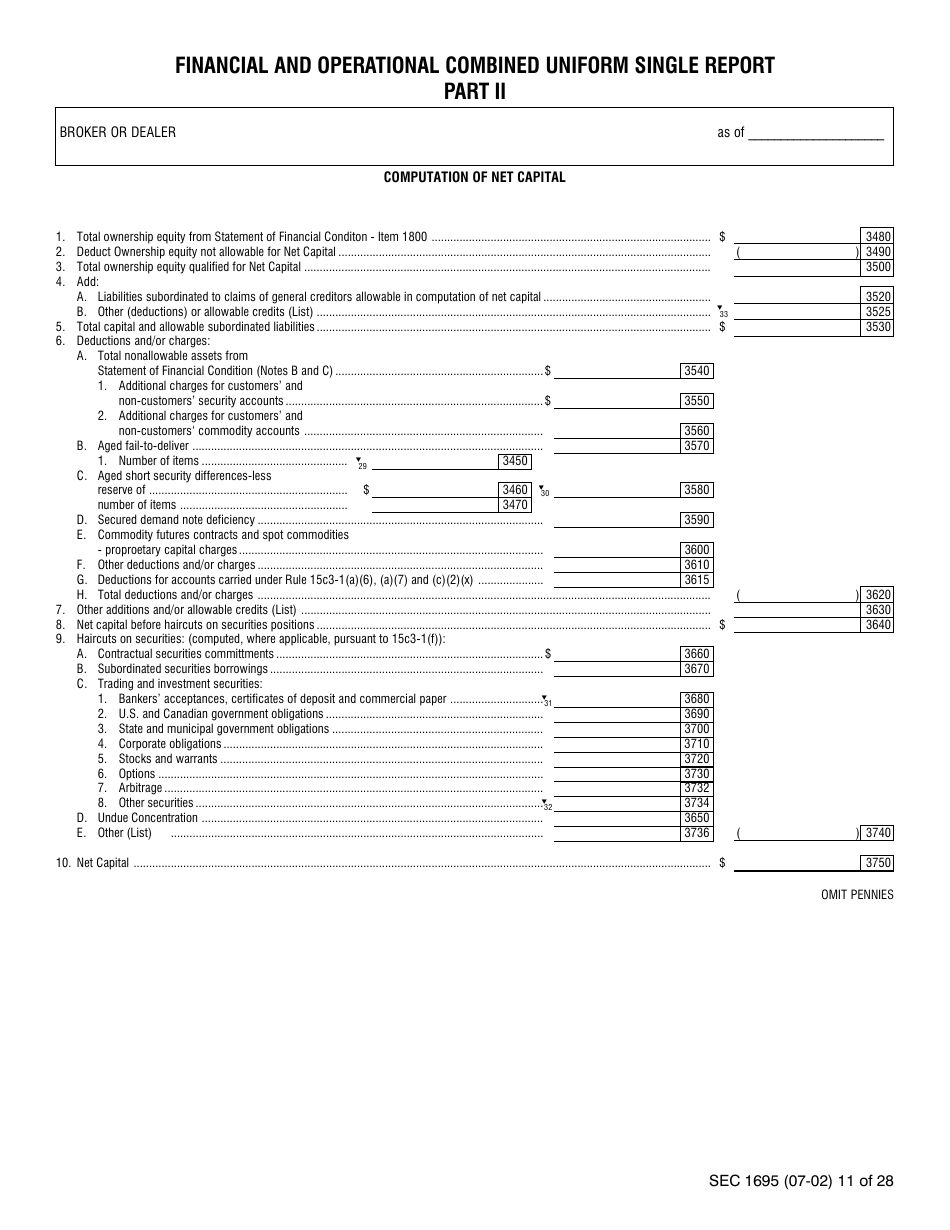 SEC Form 1695 (X-17A-5) Part II Focus Report, Page 7