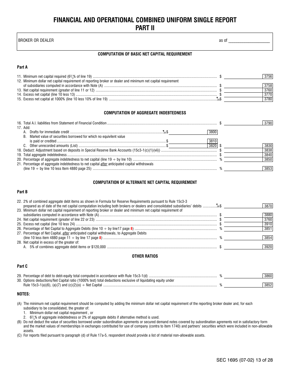 SEC Form 1695 (X-17A-5) Part II Focus Report, Page 8