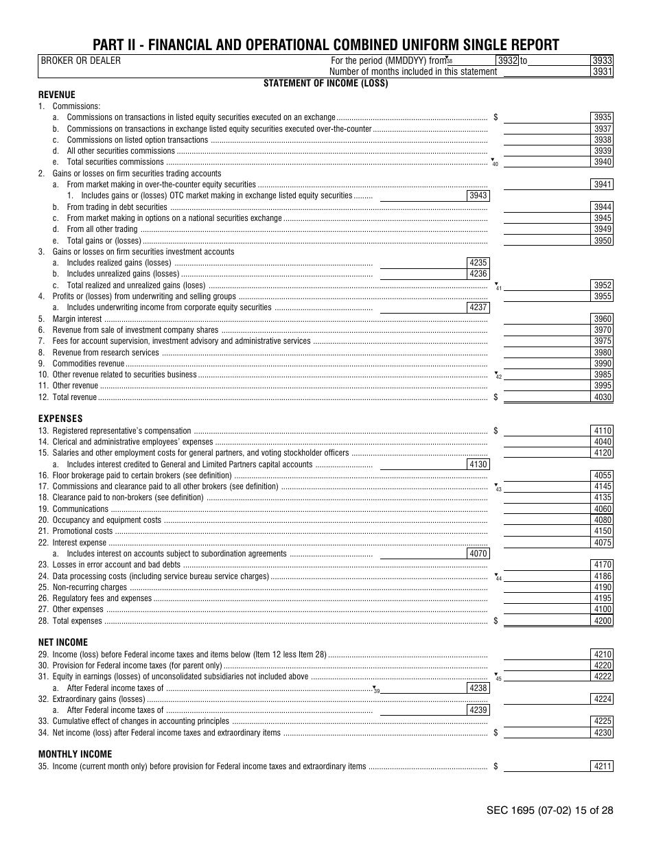SEC Form 1695 (X-17A-5) Part II Focus Report, Page 9