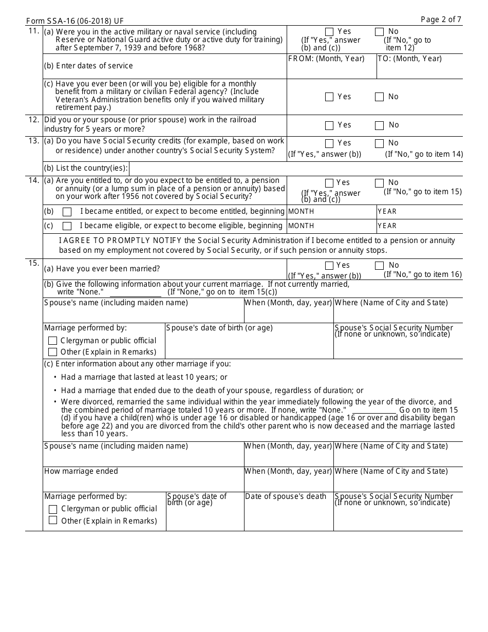 Form Ssa-16 - Fill Out, Sign Online And Download Fillable Pdf 