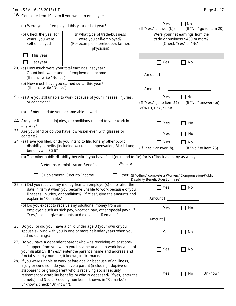 Form SSA 16 Fill Out Sign Online And Download Fillable PDF Templateroller