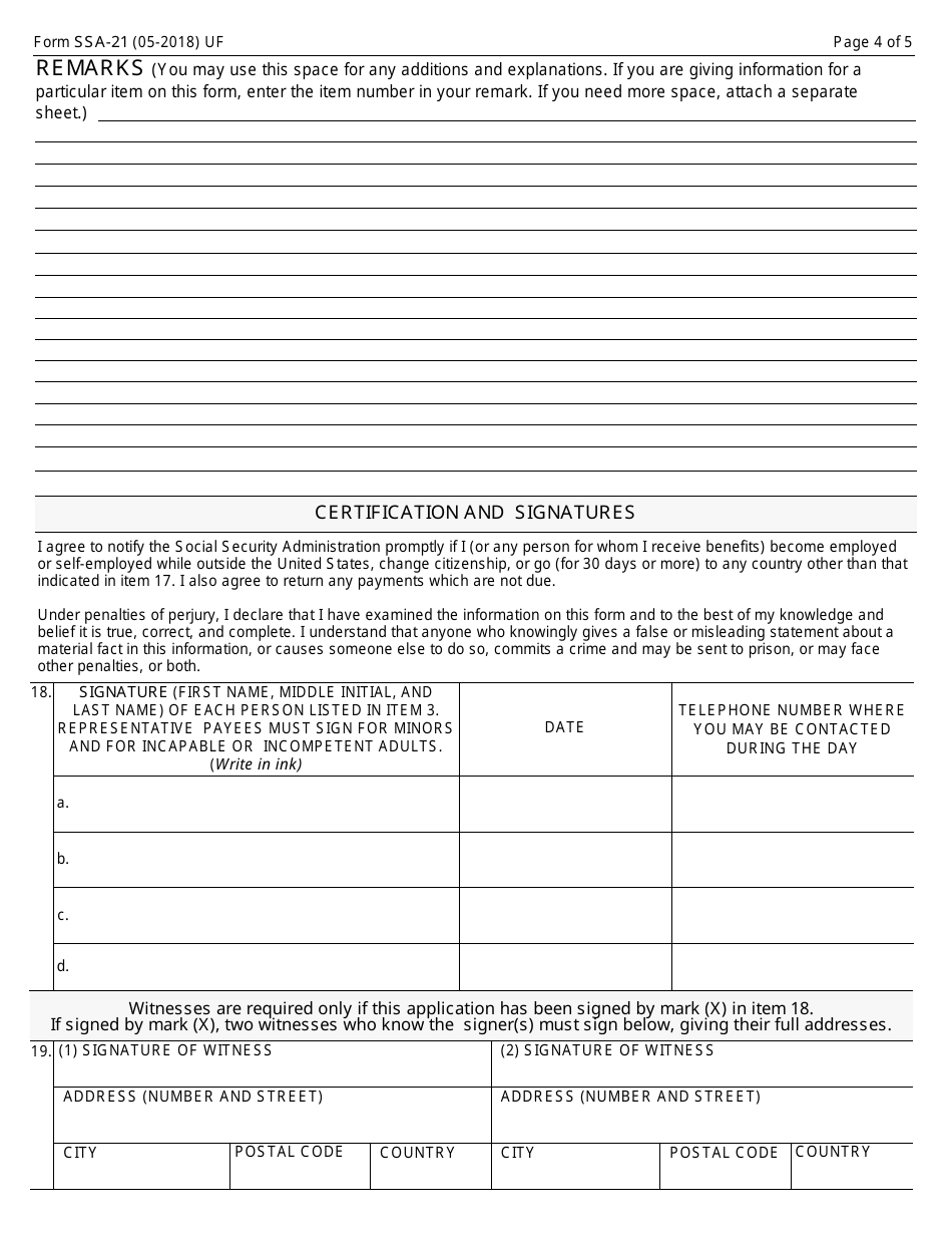 Form 21 Supplement to Claim of Person Outside the United States, Page 4