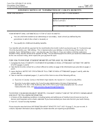 Form SSA-1372-BK-FC Advance Notice of Termination of Child&#039;s Benefits
