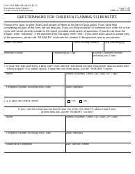 Form SSA-3881-bk Questionnaire for Children Claiming Ssi Benefits