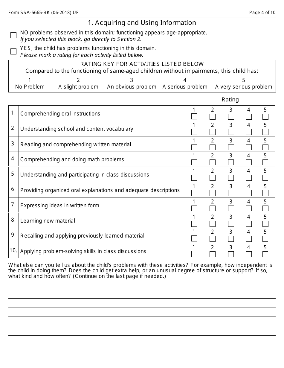 Form SSA-5665-bk - Fill Out, Sign Online and Download Fillable PDF ...