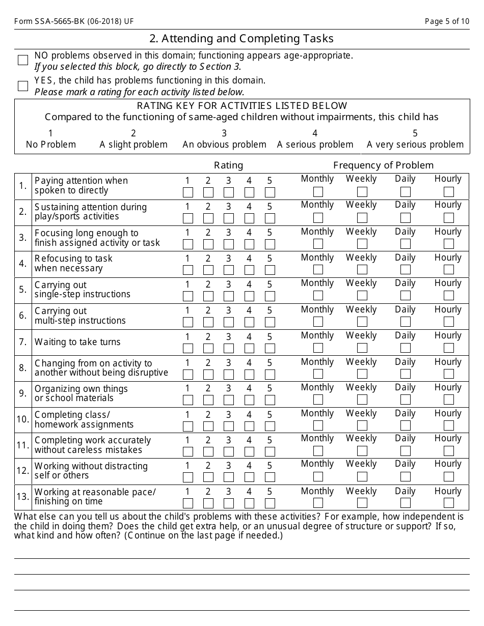 Form SSA-5665-bk Teacher Questionnaire, Page 5