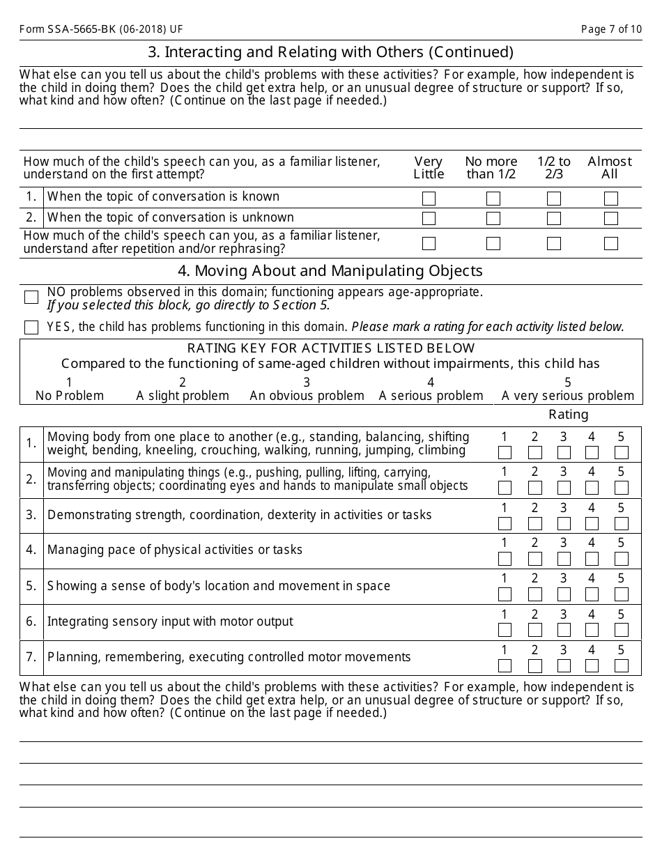 Form SSA-5665-bk Teacher Questionnaire, Page 7