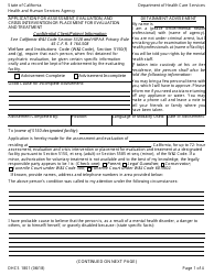 Form DHCS1801 Application for Assessment, Evaluation, and Crisis Intervention or Placement for Evaluation and Treatment - California