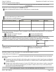 Form DHCS1801 Application for Assessment, Evaluation, and Crisis Intervention or Placement for Evaluation and Treatment - California, Page 2