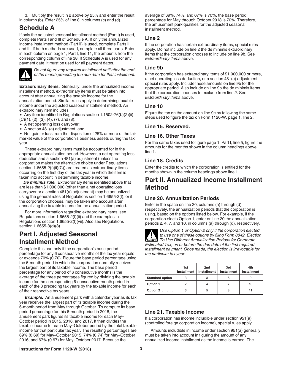 Instructions for IRS Form 1120-W Estimated Tax for Corporations, Page 3