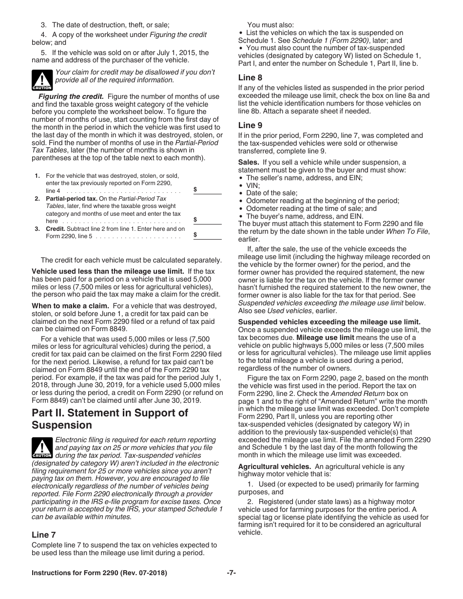 Instructions for IRS Form 2290 Heavy Highway Vehicle Use Tax Return, Page 9