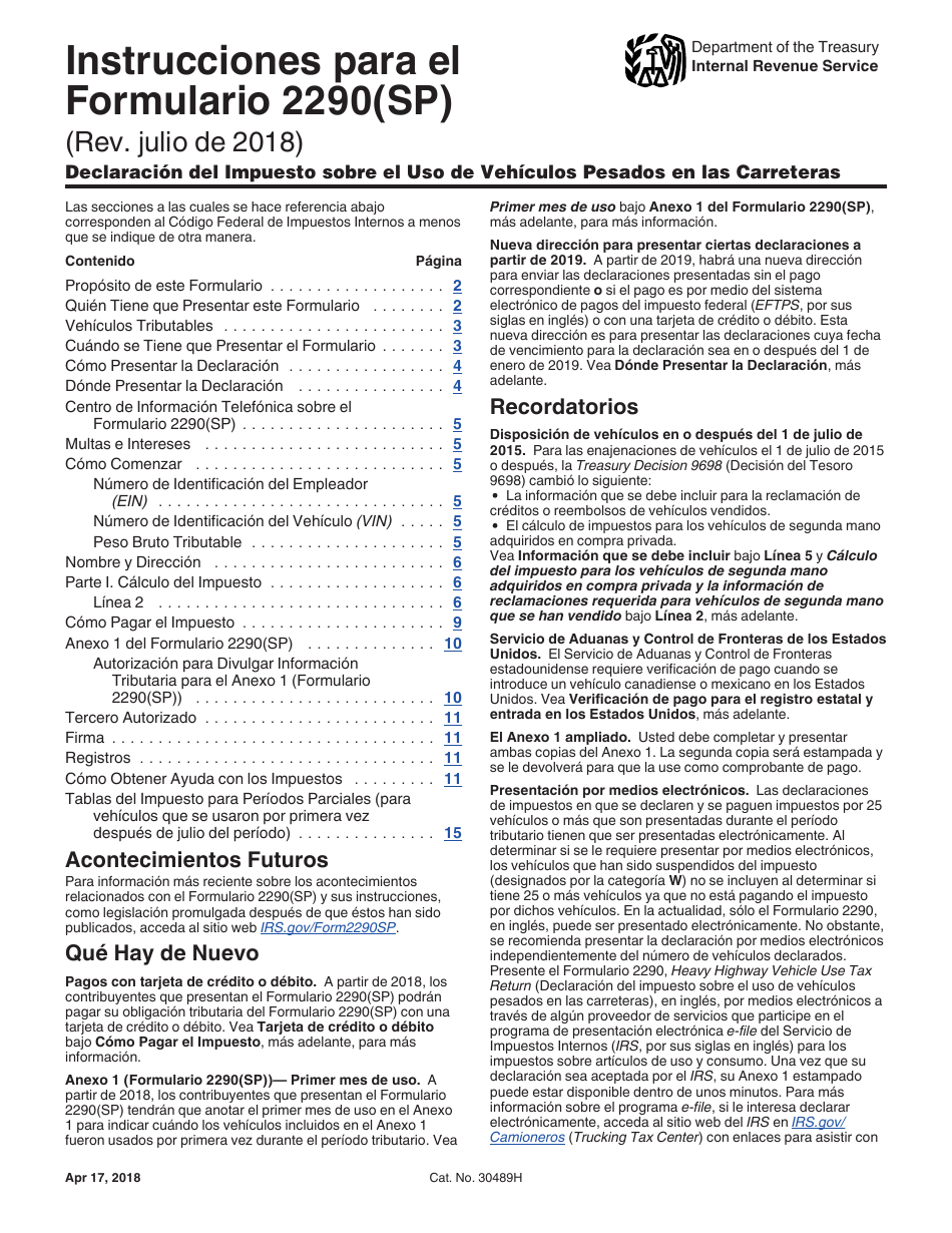 Instrucciones para IRS Formulario 2290(SP) Declaracion Del Impuesto Sobre El Uso De Vehiculos Pesados En Las Carreteras (Spanish), Page 3