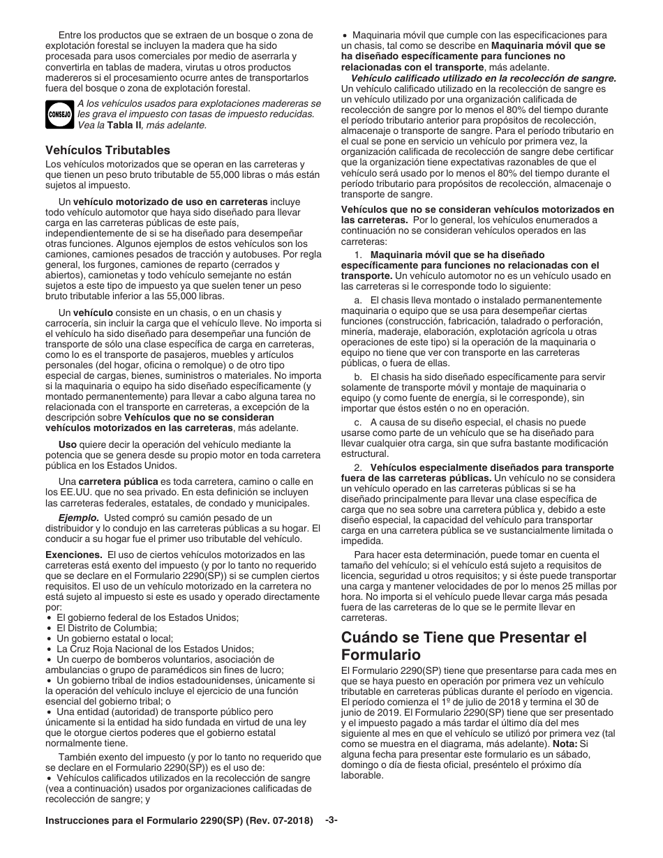 Instrucciones para IRS Formulario 2290(SP) Declaracion Del Impuesto Sobre El Uso De Vehiculos Pesados En Las Carreteras (Spanish), Page 5