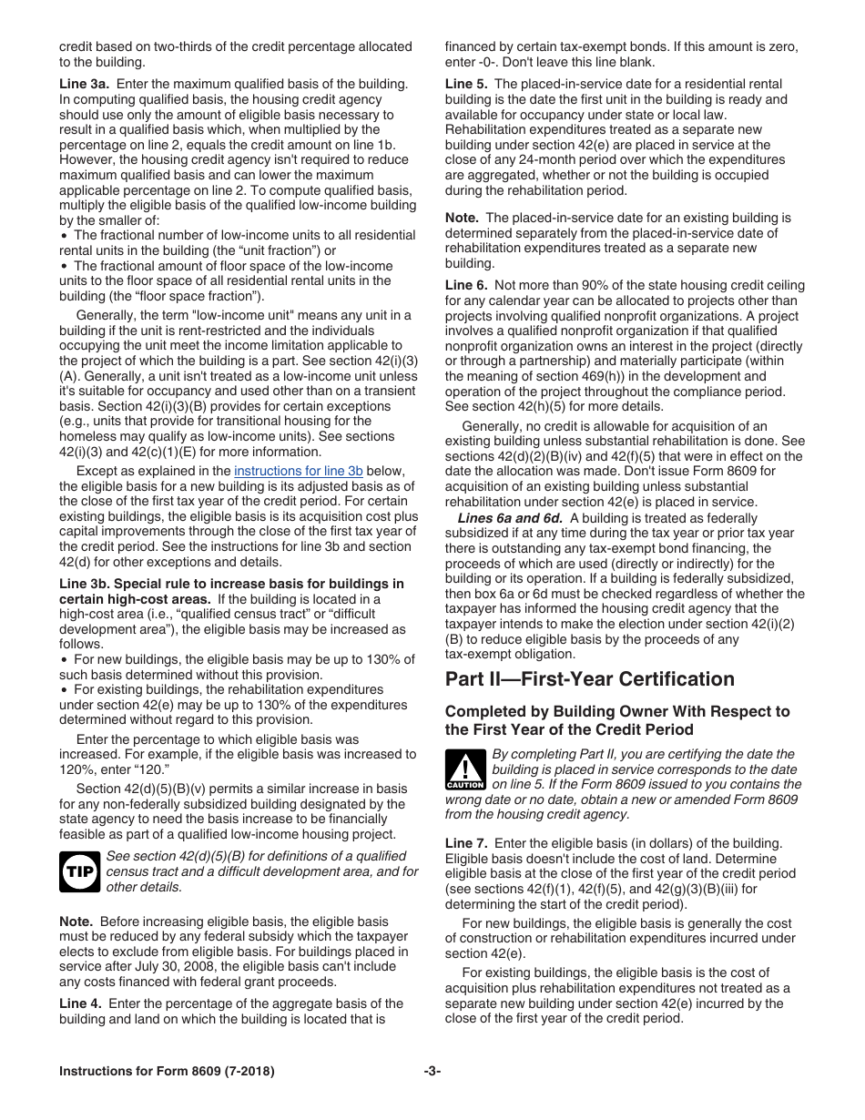 Instructions for IRS Form 8609 Low-Income Housing Credit Allocation and Certification, Page 3