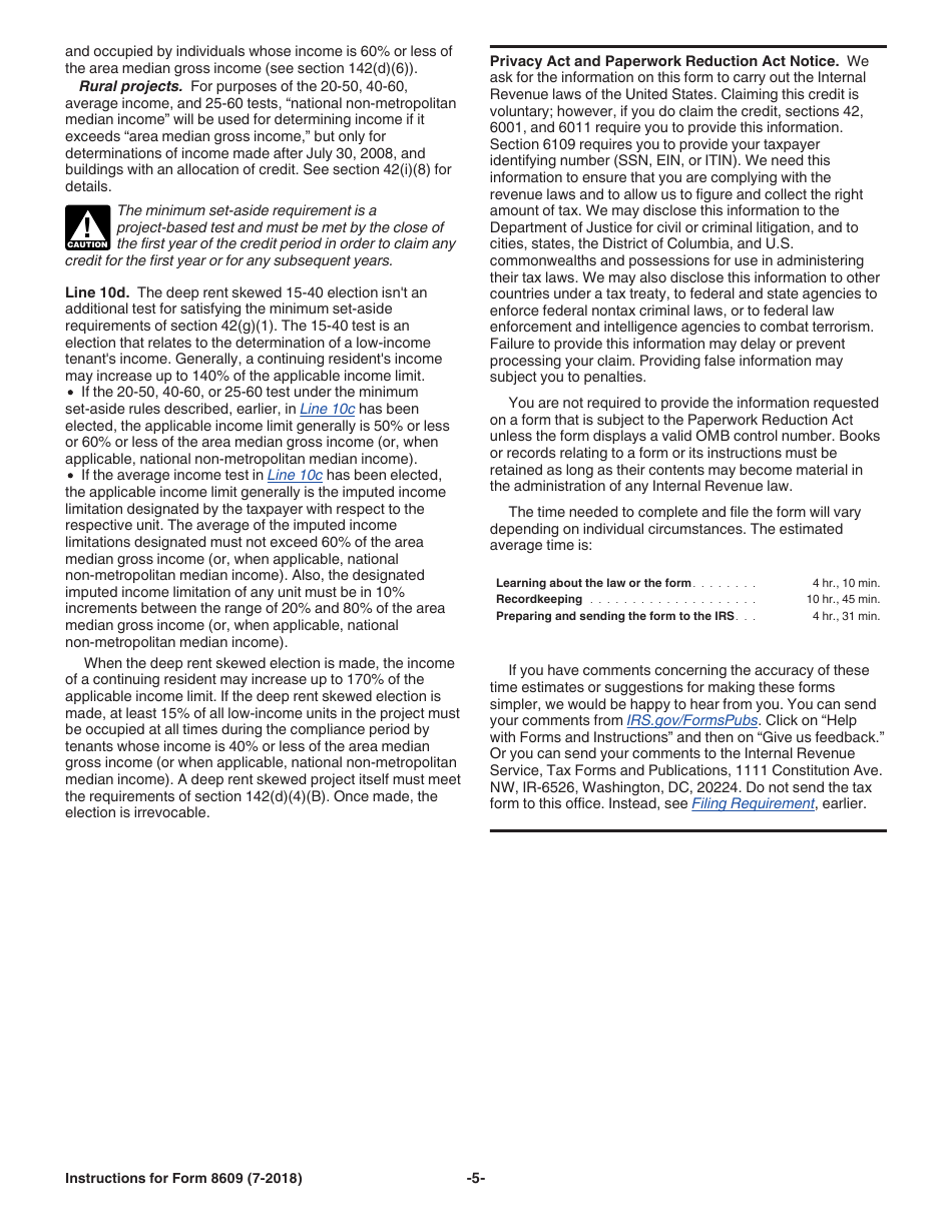 Instructions for IRS Form 8609 Low-Income Housing Credit Allocation and Certification, Page 5