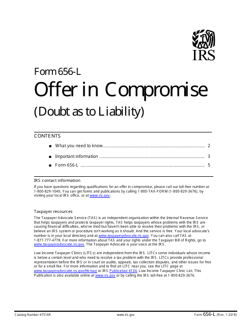 IRS Form 656-L  Printable Pdf