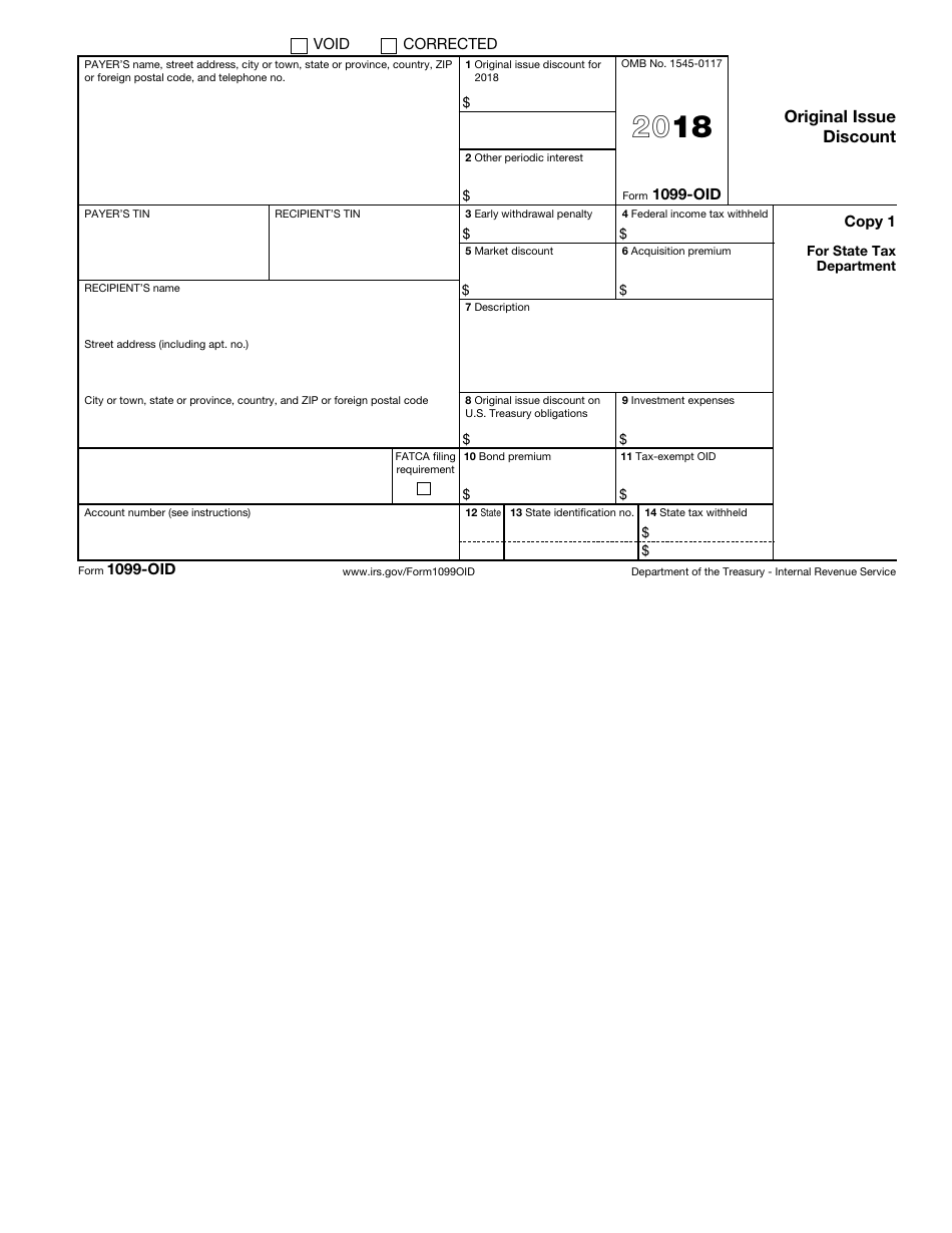 IRS Form 1099-OID - 2018 - Fill Out, Sign Online and Download Fillable ...