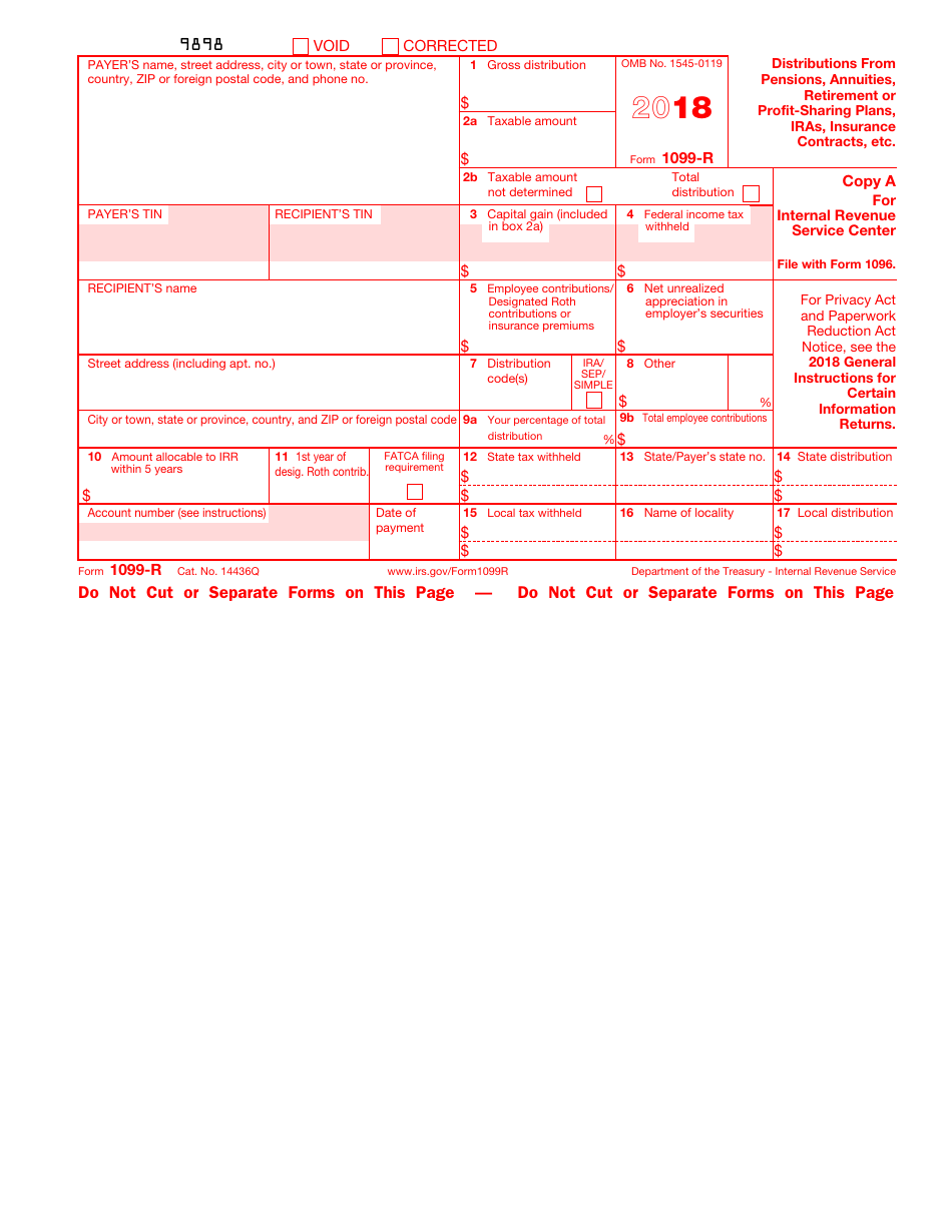 IRS Form 1099-R Distributions From Pensions, Annuities, Retirement or Profit-Sharing Plans, IRAs, Insurance Contracts, Etc., Page 2