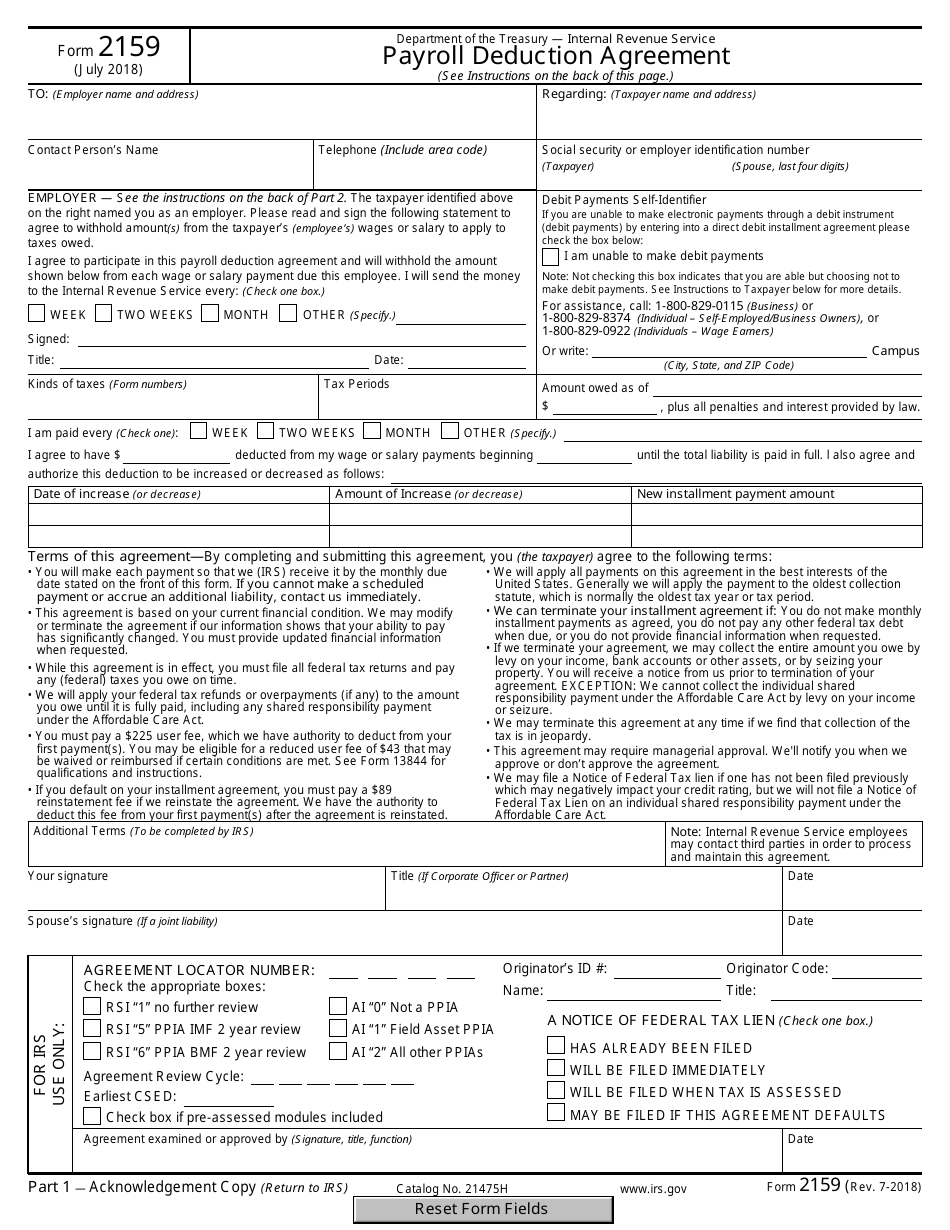 IRS Form 2159 - Fill Out, Sign Online and Download Fillable PDF ...