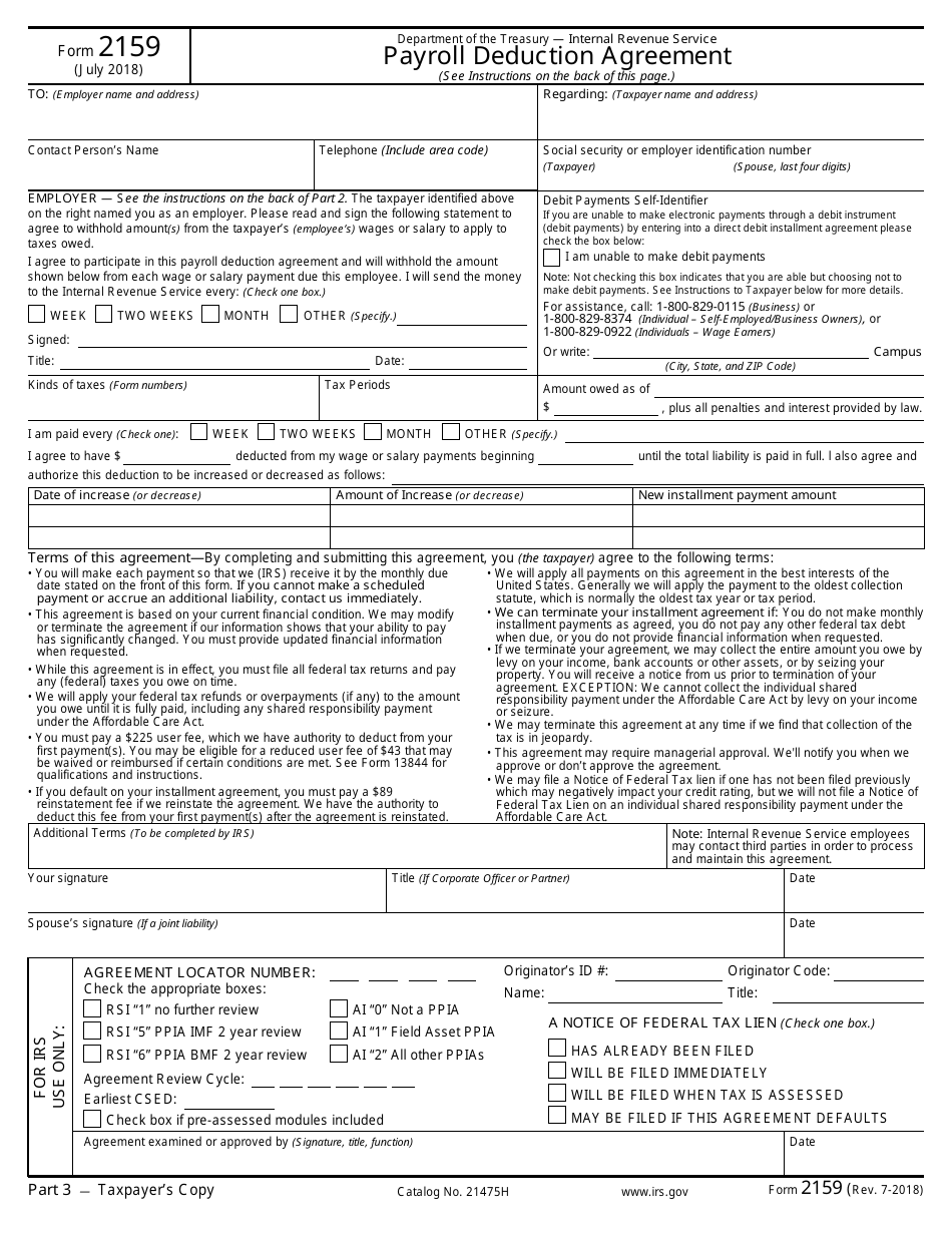 IRS Form 2159 - Fill Out, Sign Online and Download Fillable PDF ...