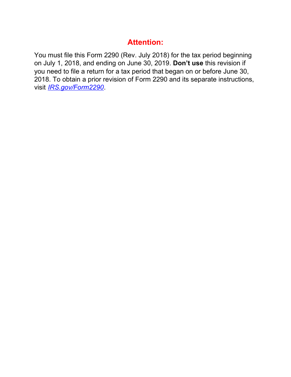 IRS Form 2290 Heavy Highway Vehicle Use Tax Return, Page 1