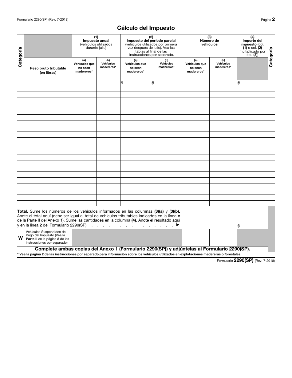 IRS Formulario 2290(SP) Declaracion Del Impuesto Sobre El Uso De Vehiculos Pesados En Las Carreteras (Spanish), Page 4