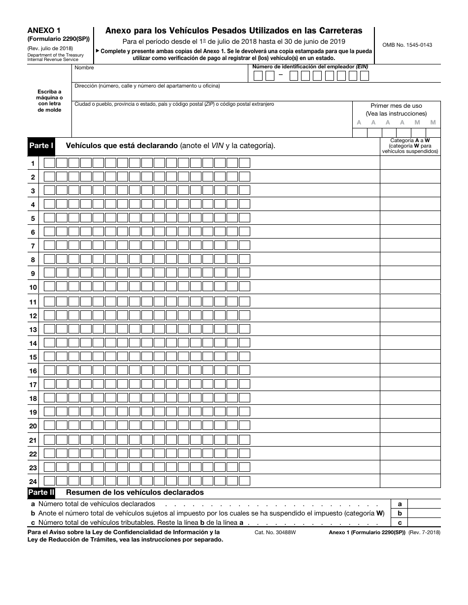 IRS Formulario 2290(SP) Declaracion Del Impuesto Sobre El Uso De Vehiculos Pesados En Las Carreteras (Spanish), Page 7