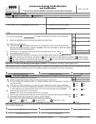 Document preview: IRS Form 8609 Low-Income Housing Credit Allocation and Certification