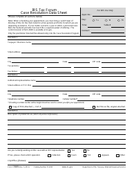 Document preview: IRS Form 13989 IRS Tax Forum Case Resolution Data Sheet