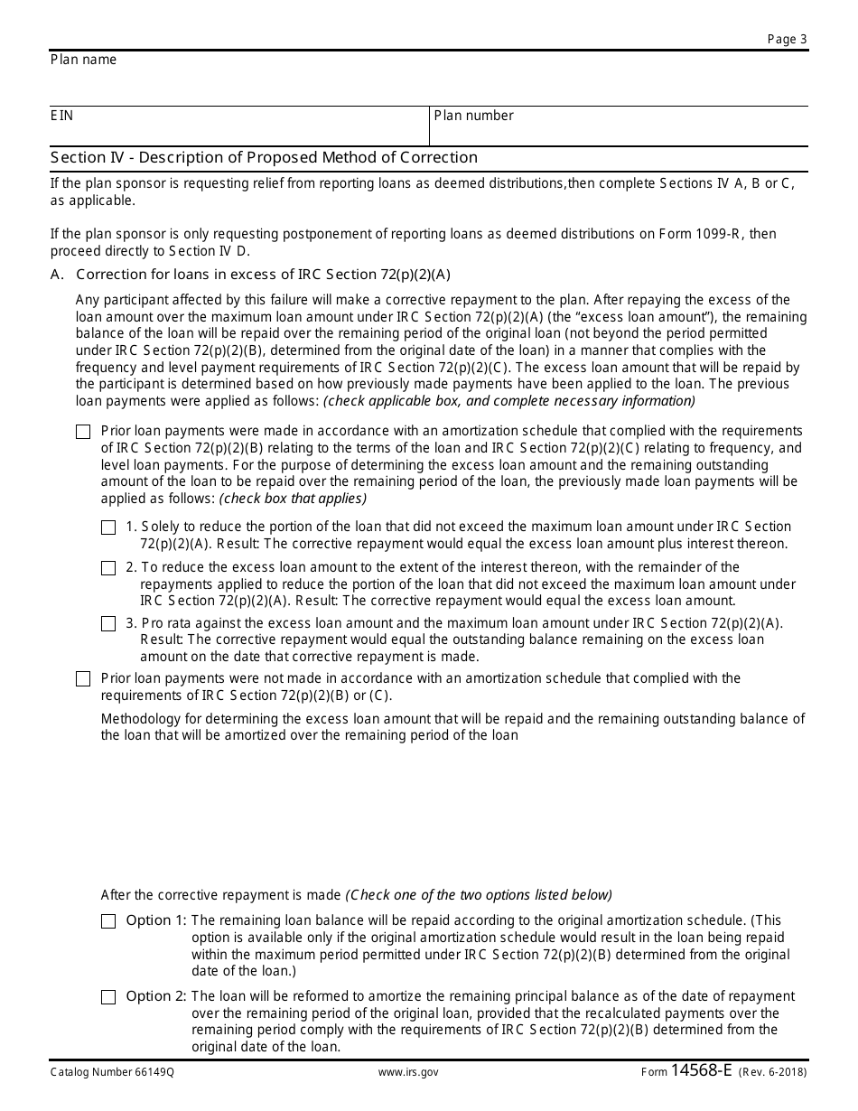 IRS Form 14568-E Model Vcp Compliance Statement - Schedule 5: Plan Loan Failures (Qualified Plans and 403(B) Plans), Page 3
