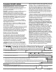 IRS Formulario W-4(SP) Certificado De Exencion De Retenciones Del Empleado (Spanish)