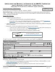 Document preview: Application for Renewal of Substitute or JROTC Certificate - Arizona