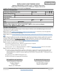 Application for Certification - Arizona