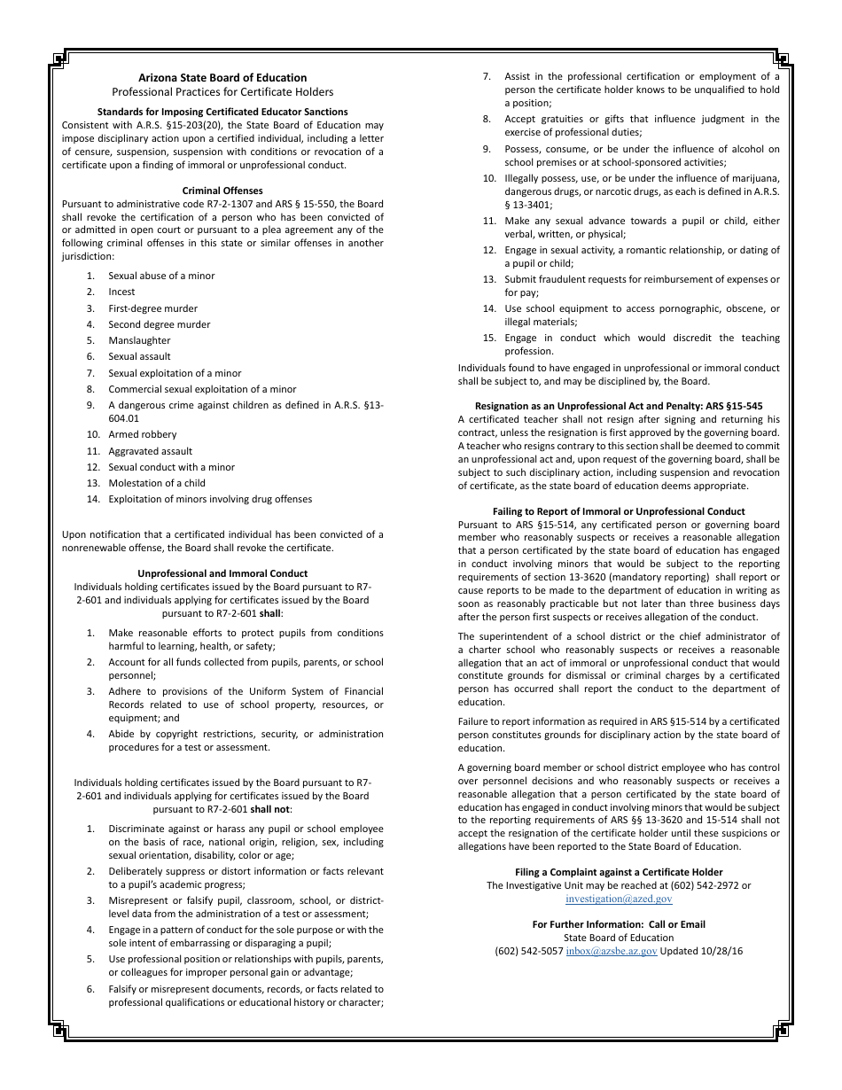 Application for Certification - Arizona, Page 4