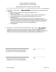 Corrective Action Plan Form - Child and Adult Care Food Program - Arizona, Page 3
