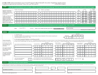 Document preview: Child and Adult Care Food Program Meal Benefit Income Eligibility Application Form - Arizona