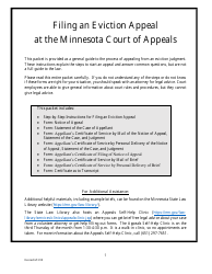 Document preview: Filing an Eviction Appeal at the Minnesota Court of Appeals - Minnesota