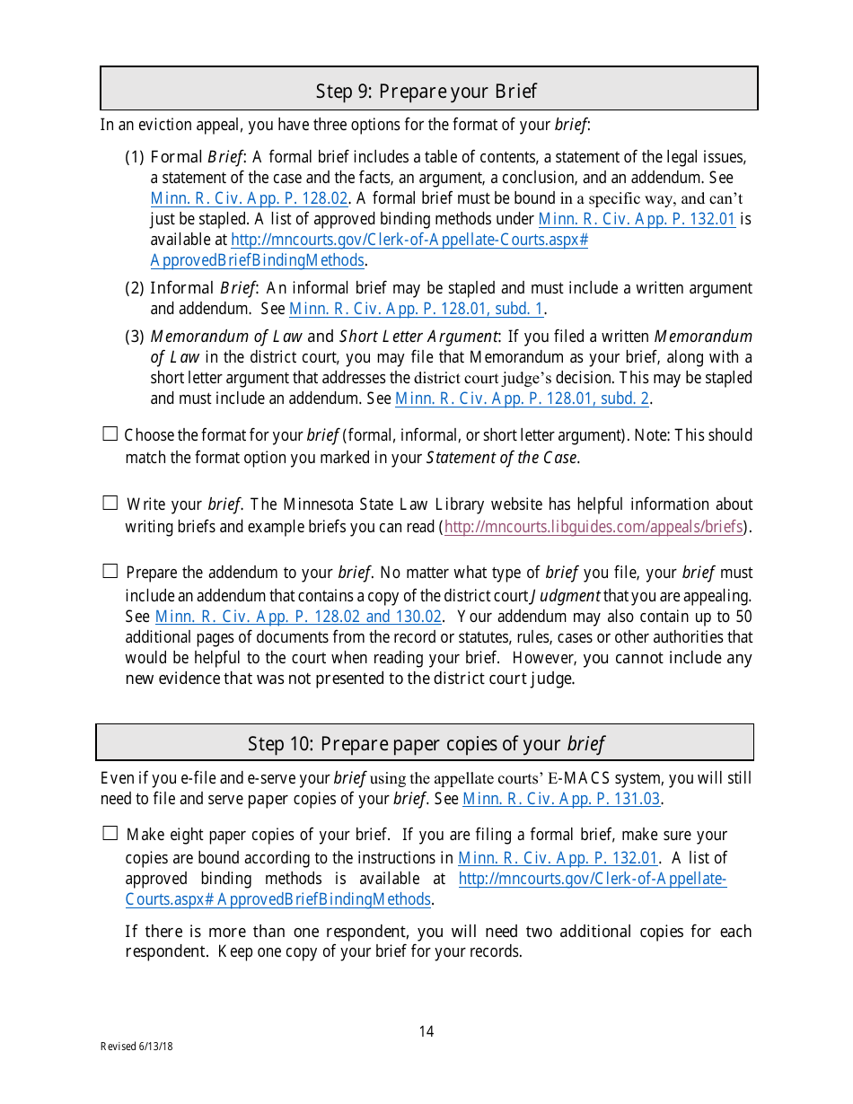 Filing an Eviction Appeal at the Minnesota Court of Appeals - Minnesota, Page 14