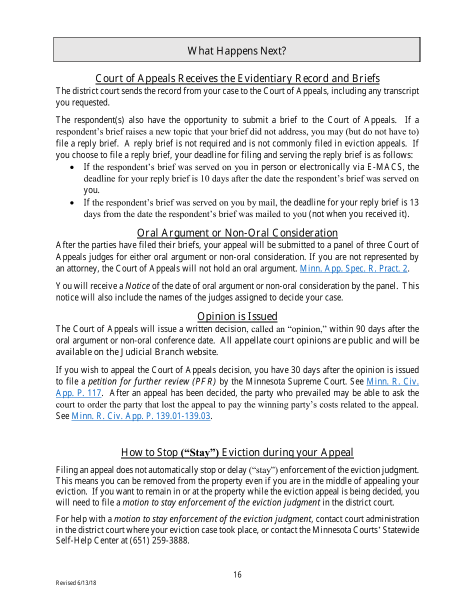 Filing an Eviction Appeal at the Minnesota Court of Appeals - Minnesota, Page 16